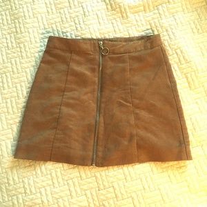 Divided faux suede mini skirt